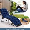imageGRAFFY Patio Chaise Lounge Cushion 72quot x 22quot x 4quot Lounge Chair Cushion Tufted Lounger Cushion with 4 String Ties Thickened OilProof for Terrace Poolside Outdoor Indoor GreyNavy