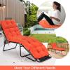 imageGRAFFY Patio Chaise Lounge Cushion 72quot x 22quot x 4quot Lounge Chair Cushion Tufted Lounger Cushion with 4 String Ties Thickened OilProof for Terrace Poolside Outdoor Indoor GreyOrange