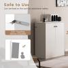 imageGRAFFY Wood Floor Storage Cabinet  Freestanding Sideboard Cabinet with 2 Doors and 3Tier Shelves Modern Storage Organizer for Living Room Kitchen Bathroom Hallway Dining Room Entryway White