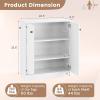imageGRAFFY Wood Floor Storage Cabinet  Freestanding Sideboard Cabinet with 2 Doors and 3Tier Shelves Modern Storage Organizer for Living Room Kitchen Bathroom Hallway Dining Room Entryway White