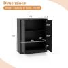 imageGRAFFY Wood Floor Storage Cabinet  Freestanding Sideboard Cabinet with 2 Doors and 3Tier Shelves Modern Storage Organizer for Living Room Kitchen Bathroom Hallway Dining Room Entryway BlackBlack