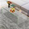 imageGlass Coffee Table for Living Room 425quot x 20quot x 14quot Living Room Tables UShape Clear Coffee Table w 047quot Tempered Glass Minimalist End Table wRounded Edges for Waiting Room Clear