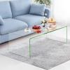 imageGlass Coffee Table for Living Room 425quot x 20quot x 14quot Living Room Tables UShape Clear Coffee Table w 047quot Tempered Glass Minimalist End Table wRounded Edges for Waiting Room Clear