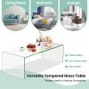 imageGlass Coffee Table for Living Room 425quot x 20quot x 14quot Living Room Tables UShape Clear Coffee Table w 047quot Tempered Glass Minimalist End Table wRounded Edges for Waiting Room Clear