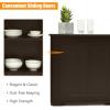 imageGraffy Kitchen Sideboard Storage Buffet Cabinet W 2 Sliding Doors ampamp Adjustable Shelf Wooden Buffet Table for Stack or SidetoSide Use for Living Room Entryway 42quot x 13quot x 245quot Antique WhiteBrown