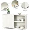 imageGraffy Kitchen Sideboard Storage Buffet Cabinet W 2 Sliding Doors ampamp Adjustable Shelf Wooden Buffet Table for Stack or SidetoSide Use for Living Room Entryway 42quot x 13quot x 245quot Antique WhiteCream White