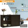 imageGraffy Kitchen Sideboard Storage Buffet Cabinet W 2 Sliding Doors ampamp Adjustable Shelf Wooden Buffet Table for Stack or SidetoSide Use for Living Room Entryway 42quot x 13quot x 245quot Antique WhiteBrown