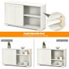 imageGraffy Kitchen Sideboard Storage Buffet Cabinet W 2 Sliding Doors ampamp Adjustable Shelf Wooden Buffet Table for Stack or SidetoSide Use for Living Room Entryway 42quot x 13quot x 245quot Antique WhiteCream White