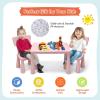 imageKids Table and Chairs2 Chairs Included 3 Piece Lightweight Plastic Children Activity Table for Preschool Kindergarten Playroom Easy Clean Toddler Furniture Set for Ages 17 PinkPink