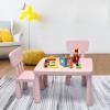 imageKids Table and Chairs2 Chairs Included 3 Piece Lightweight Plastic Children Activity Table for Preschool Kindergarten Playroom Easy Clean Toddler Furniture Set for Ages 17 PinkPink