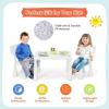 imageKids Table and Chairs2 Chairs Included 3 Piece Lightweight Plastic Children Activity Table for Preschool Kindergarten Playroom Easy Clean Toddler Furniture Set for Ages 17 PinkWhite