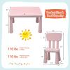imageKids Table and Chairs2 Chairs Included 3 Piece Lightweight Plastic Children Activity Table for Preschool Kindergarten Playroom Easy Clean Toddler Furniture Set for Ages 17 PinkPink