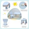 imageKids Table and Chairs2 Chairs Included 3 Piece Lightweight Plastic Children Activity Table for Preschool Kindergarten Playroom Easy Clean Toddler Furniture Set for Ages 17 PinkBlue