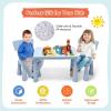 imageKids Table and Chairs2 Chairs Included 3 Piece Lightweight Plastic Children Activity Table for Preschool Kindergarten Playroom Easy Clean Toddler Furniture Set for Ages 17 PinkBlue