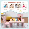 imageKids Table and Chairs2 Chairs Included 3 Piece Lightweight Plastic Children Activity Table for Preschool Kindergarten Playroom Easy Clean Toddler Furniture Set for Ages 17 PinkPink