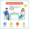 imageKids Table and Chairs2 Chairs Included 3 Piece Lightweight Plastic Children Activity Table for Preschool Kindergarten Playroom Easy Clean Toddler Furniture Set for Ages 17 PinkGreen