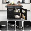 imageKitchen Island with Storage 42D Mobile Breakfast Bar Table wDrop Leaf TowelSpice Rack 2 Drawers ampamp Storage Cabinet Large Rolling Kitchen Cart with Trash Can Cabinet White ampamp NaturalBlack  Natural