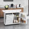 imageKitchen Island with Storage 42D Mobile Breakfast Bar Table wDrop Leaf TowelSpice Rack 2 Drawers ampamp Storage Cabinet Large Rolling Kitchen Cart with Trash Can Cabinet White ampamp NaturalWhite  Natural