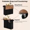 imageKitchen Island with Storage 42D Mobile Breakfast Bar Table wDrop Leaf TowelSpice Rack 2 Drawers ampamp Storage Cabinet Large Rolling Kitchen Cart with Trash Can Cabinet White ampamp NaturalBlack  Natural