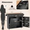 imageKitchen Island with Storage 42D Mobile Breakfast Bar Table wDrop Leaf TowelSpice Rack 2 Drawers ampamp Storage Cabinet Large Rolling Kitchen Cart with Trash Can Cabinet White ampamp NaturalBlack  Natural