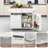 imageKitchen Island with Storage 42D Mobile Breakfast Bar Table wDrop Leaf TowelSpice Rack 2 Drawers ampamp Storage Cabinet Large Rolling Kitchen Cart with Trash Can Cabinet White ampamp NaturalWhite  Natural