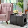 imageLitter Box Enclosure Wooden Litter Box Furniture wDouble Doors ampamp Removable Divider Hidden Cat Washroom Storage Bench for Large Cat Kitty Cat Cabinet for Bedroom Living Room BlackBlack