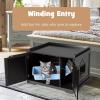 imageLitter Box Enclosure Wooden Litter Box Furniture wDouble Doors ampamp Removable Divider Hidden Cat Washroom Storage Bench for Large Cat Kitty Cat Cabinet for Bedroom Living Room BlackBlack