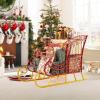 imageMetal Santa Sleigh Christmas Santa Sleigh Basket w 2Tier Storage Shelf Big Loading Area for Gifts Reindeer Outdoor Decoration for Indoor Holiday Decor Lawn Yard Home Pets Trailer PartyHollow
