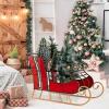 imageMetal Santa Sleigh Christmas Santa Sleigh Basket w 2Tier Storage Shelf Big Loading Area for Gifts Reindeer Outdoor Decoration for Indoor Holiday Decor Lawn Yard Home Pets Trailer PartyClassic