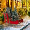 imageMetal Santa Sleigh Christmas Santa Sleigh Basket w 2Tier Storage Shelf Big Loading Area for Gifts Reindeer Outdoor Decoration for Indoor Holiday Decor Lawn Yard Home Pets Trailer PartyClassic