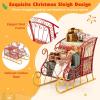 imageMetal Santa Sleigh Christmas Santa Sleigh Basket w 2Tier Storage Shelf Big Loading Area for Gifts Reindeer Outdoor Decoration for Indoor Holiday Decor Lawn Yard Home Pets Trailer PartyHollow