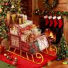 imageMetal Santa Sleigh Christmas Santa Sleigh Basket w 2Tier Storage Shelf Big Loading Area for Gifts Reindeer Outdoor Decoration for Indoor Holiday Decor Lawn Yard Home Pets Trailer PartyHollow