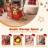 imageMetal Santa Sleigh Christmas Santa Sleigh Basket w 2Tier Storage Shelf Big Loading Area for Gifts Reindeer Outdoor Decoration for Indoor Holiday Decor Lawn Yard Home Pets Trailer PartyHollow