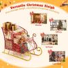 imageMetal Santa Sleigh Christmas Santa Sleigh Basket w 2Tier Storage Shelf Big Loading Area for Gifts Reindeer Outdoor Decoration for Indoor Holiday Decor Lawn Yard Home Pets Trailer PartyHollow
