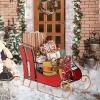 imageMetal Santa Sleigh Christmas Santa Sleigh Basket w 2Tier Storage Shelf Big Loading Area for Gifts Reindeer Outdoor Decoration for Indoor Holiday Decor Lawn Yard Home Pets Trailer PartyClassic