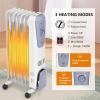 imageOil Filled Radiator Heater 1500W Electric Space Heater with Adjustable Thermostat 3 Heat Settings 7 Fins Overheat ampamp TipOver Protection Portable Room Heater Oil Heaters for Indoor Use