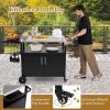 imageOutdoor Grill Cart Table wStainless Steel Top 220 LBS Kitchen Island Table wStorage Foldable Side Table Movable Pizza Oven Stand on Wheels BBQ Table for Outside Grill 50quot x 20quot Black