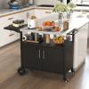 imageOutdoor Grill Cart Table wStainless Steel Top 220 LBS Kitchen Island Table wStorage Foldable Side Table Movable Pizza Oven Stand on Wheels BBQ Table for Outside Grill 50quot x 20quot Black