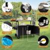 imageOutdoor Grill Cart Table wStainless Steel Top 220 LBS Kitchen Island Table wStorage Foldable Side Table Movable Pizza Oven Stand on Wheels BBQ Table for Outside Grill 50quot x 20quot Black