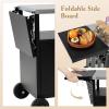 imageOutdoor Grill Cart Table wStainless Steel Top 220 LBS Kitchen Island Table wStorage Foldable Side Table Movable Pizza Oven Stand on Wheels BBQ Table for Outside Grill 50quot x 20quot Black