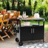 imageOutdoor Grill Cart Table wStainless Steel Top 220 LBS Kitchen Island Table wStorage Foldable Side Table Movable Pizza Oven Stand on Wheels BBQ Table for Outside Grill 50quot x 20quot Black