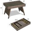 imageOutdoor Rattan Side Table Folding Wicker Coffee Table with Rattan and Steel Frame All Weather Leisure Wicker End Table for Patio Poolside Courtyard Lawn Garden Mixed BrownMixed Brown