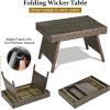 imageOutdoor Rattan Side Table Folding Wicker Coffee Table with Rattan and Steel Frame All Weather Leisure Wicker End Table for Patio Poolside Courtyard Lawn Garden Mixed BrownMixed Brown