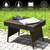 imageOutdoor Rattan Side Table Folding Wicker Coffee Table with Rattan and Steel Frame All Weather Leisure Wicker End Table for Patio Poolside Courtyard Lawn Garden Mixed BrownMixed Brown