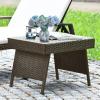 imageOutdoor Rattan Side Table Folding Wicker Coffee Table with Rattan and Steel Frame All Weather Leisure Wicker End Table for Patio Poolside Courtyard Lawn Garden Mixed BrownMixed Brown