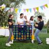 imageOversized 4 in a Row Connect Game Set wStorage Carrying Bag Extra Large 4toScore Game w 42 Ring Toss ampamp QuickRelease SliderIndoor Outdoor Large Yard Games wStable Base for Kids Adults FamilyDark Blue  Gray