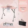 imagePortable Manicure Table Foldable Nail Desk wElectric Residue Collector Bendable LED Lamp Removable Armrest Pad Lockable Wheels Foldable Nail Table wCarry Bag for Home Salon WhitePink