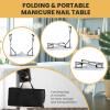 imagePortable Manicure Table Foldable Nail Desk wElectric Residue Collector Bendable LED Lamp Removable Armrest Pad Lockable Wheels Foldable Nail Table wCarry Bag for Home Salon WhiteWhite