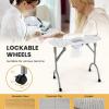 imagePortable Manicure Table Foldable Nail Desk wElectric Residue Collector Bendable LED Lamp Removable Armrest Pad Lockable Wheels Foldable Nail Table wCarry Bag for Home Salon WhiteWhite