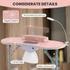 imagePortable Manicure Table Foldable Nail Desk wElectric Residue Collector Bendable LED Lamp Removable Armrest Pad Lockable Wheels Foldable Nail Table wCarry Bag for Home Salon WhitePink